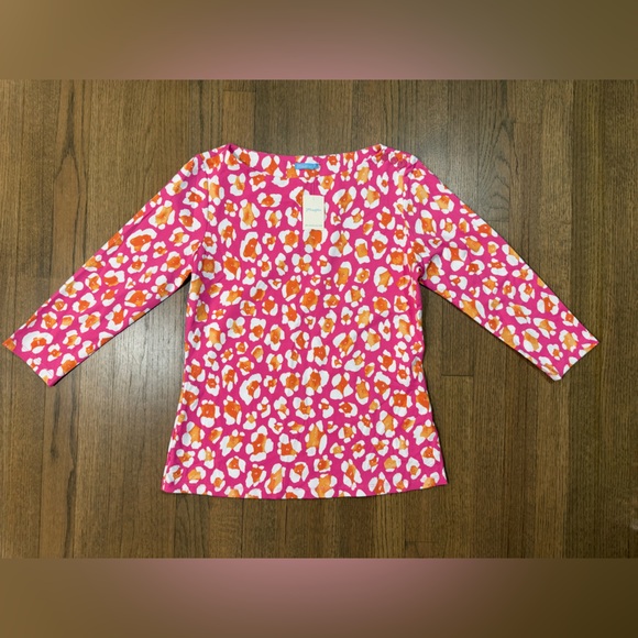 J Mclaughlin Tops - J McLaughlin Pink and Orange Leopard Print Top-Size Medium